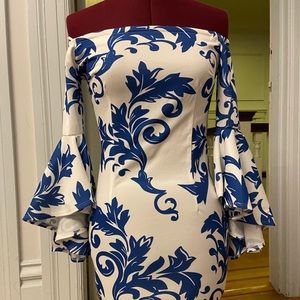 off the shoulder body con dress